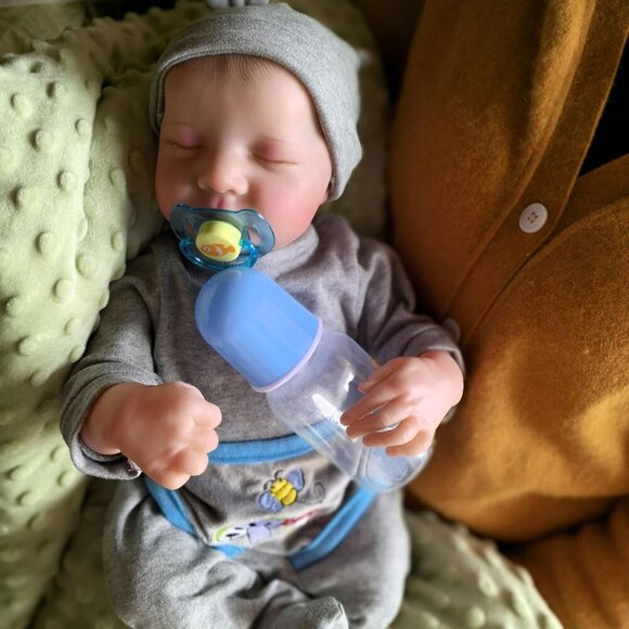 ❤️ Sleeping Boy Baby Doll-19 inch Lifelike Full Body Silicone Vinyl Reborn Baby - Picture 5 of 7